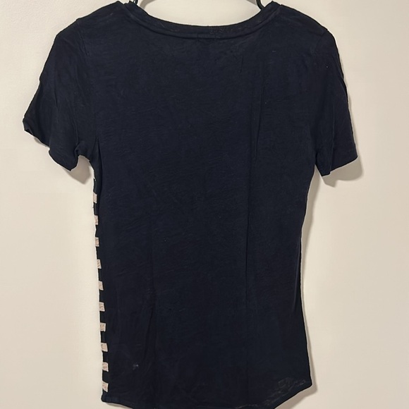 100% Linen J Crew Navy Blue Career Work Short Sleeve T-Shirt Size XXS - Picture 4 of 4